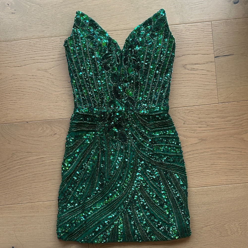 Emerald Sequin Mini Dress